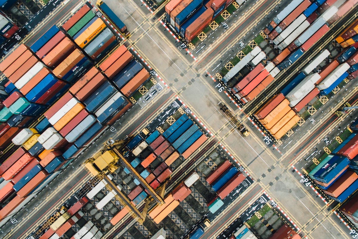 A container port from above